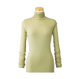 【天使の綿シフォン】ハイネック長袖（1重袖）アップルグリーン