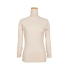 【天使の綿シフォン】ハイネック長袖（1重袖）エクリュベージュ