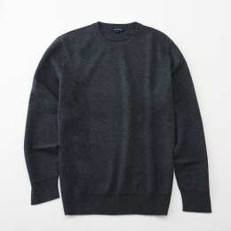 【アルファーカシミヤ】洗えるメンズカシミヤ丸首セーター　グレー