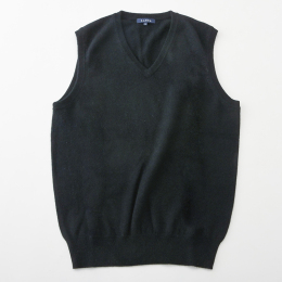 【アルファーカシミヤ】洗えるメンズカシミヤVベスト　ブラック