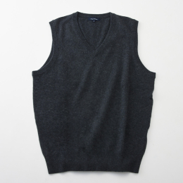 【アルファーカシミヤ】洗えるメンズカシミヤVベスト　グレー