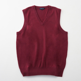 【アルファーカシミヤ】洗えるメンズカシミヤVベスト　ワイン