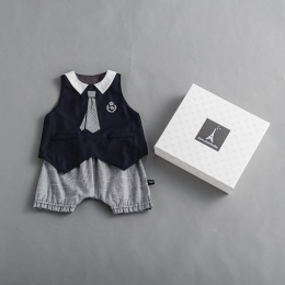 【mon cheri BeBe】ジャケット風スタイ＆パンツセット［ギフトボックス付］