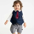 【mon cheri BeBe】ジャケット風スタイ&パンツセット(ギフトボックス付)