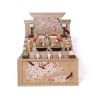 奈良一刀彫　神泉作　段飾雛　桜　小