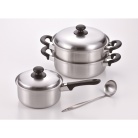 【燕三】IH対応 片手鍋１８ｃｍ＆二段蒸し器２４ｃｍ（お玉付）