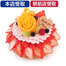 【カフェコムサ】母の日限定～マンゴーローズといちごの花束のケーキ 15cm