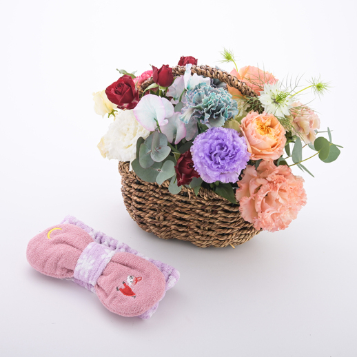 【madame tete】×【ムーミン】フラワーアレンジメント B・タオル地ヘアバンド「夢であいましょう」セット