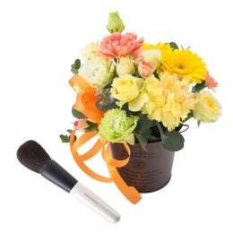 【madame tete】フラワーアレンジメント A・【竹宝堂】灰リス パウダーブラシ セット