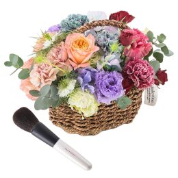 【madame tete】フラワーアレンジメント B・【竹宝堂】灰リス パウダーブラシ セット