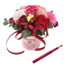 【madame tete】フラワーアレンジメント A・【竹宝堂】CL-1 リップブラシ レッド セット