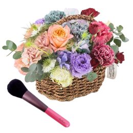 【madame tete】フラワーアレンジメント B・【タウハウス】チェリー チークブラシ セット