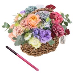 【madame tete】フラワーアレンジメント B・【タウハウス】チェリー アイシャドウブラシ（つくし）セット