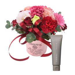 【madame tete】フラワーアレンジメント A・【THREE】エッセンシャルセンツ トリートメント ハンド＆ネイル クリーム（01 LIKE A FLOWER）セット