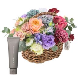 【madame tete】フラワーアレンジメント B・【THREE】エッセンシャルセンツ トリートメント ハンド＆ネイル クリーム（00 WRITTEN IN STONE）セット