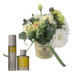 【madame tete】フラワーアレンジメント A・【THREE】エッセンシャルセンツ ヘアスタイリング セット