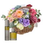 【madame tete】フラワーアレンジメント B・【THREE】エッセンシャルセンツ ヘアスタイリング セット