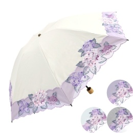 ＜ギフト包装＞【シノワズリーモダン】紫陽花刺繍ミニ折りたたみ晴雨兼用日傘