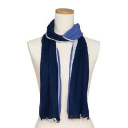 【天使の綿シフォン】3色ストール　モナコネイビー×アイスブルー×キャナルブルー