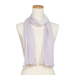 【天使の綿シフォン】3色ストール　ロイヤルラベンダー×エクリュベージュ×ミルク