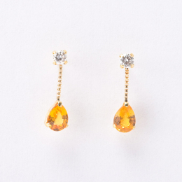 K18オレンジサファイヤピアス