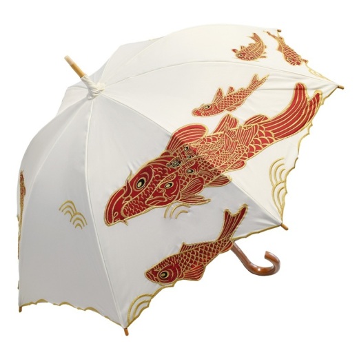 Ki-yanカットワークカープ刺繍かわず張り長日傘