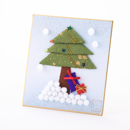 【井関重彰作】ちりめん挿し絵ミニ色紙　ツリー・柄