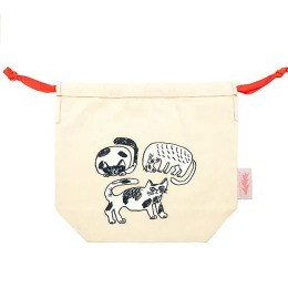 【グリーティングライフ】刺繍巾着 ネコ