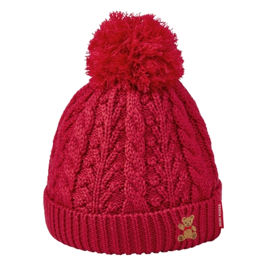 ミキハウスベア ニットフード 赤